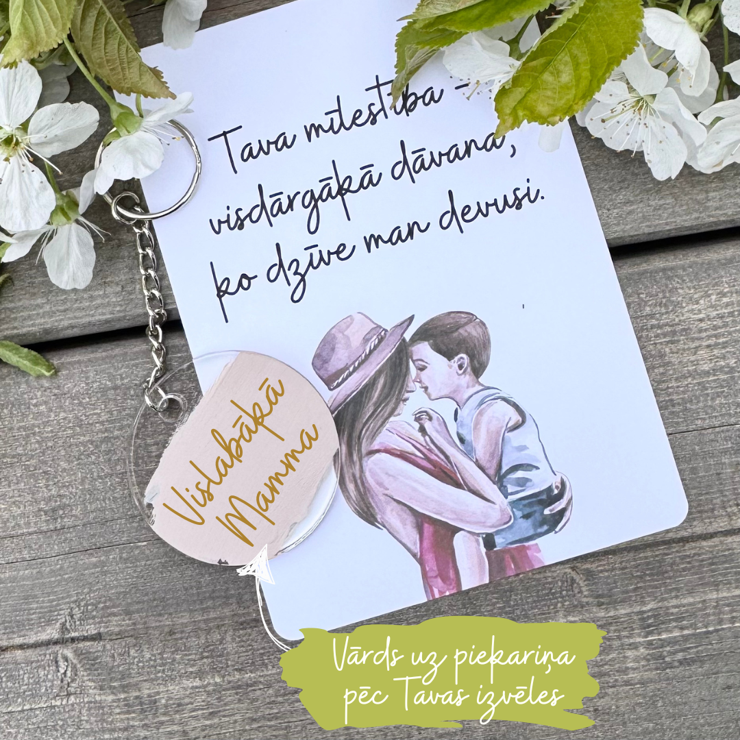 Māmiņdienas dāvanu komplekts piekariņš+kartiņa Māmiņdienas dāvanu komplekts piekariņš+kartiņa