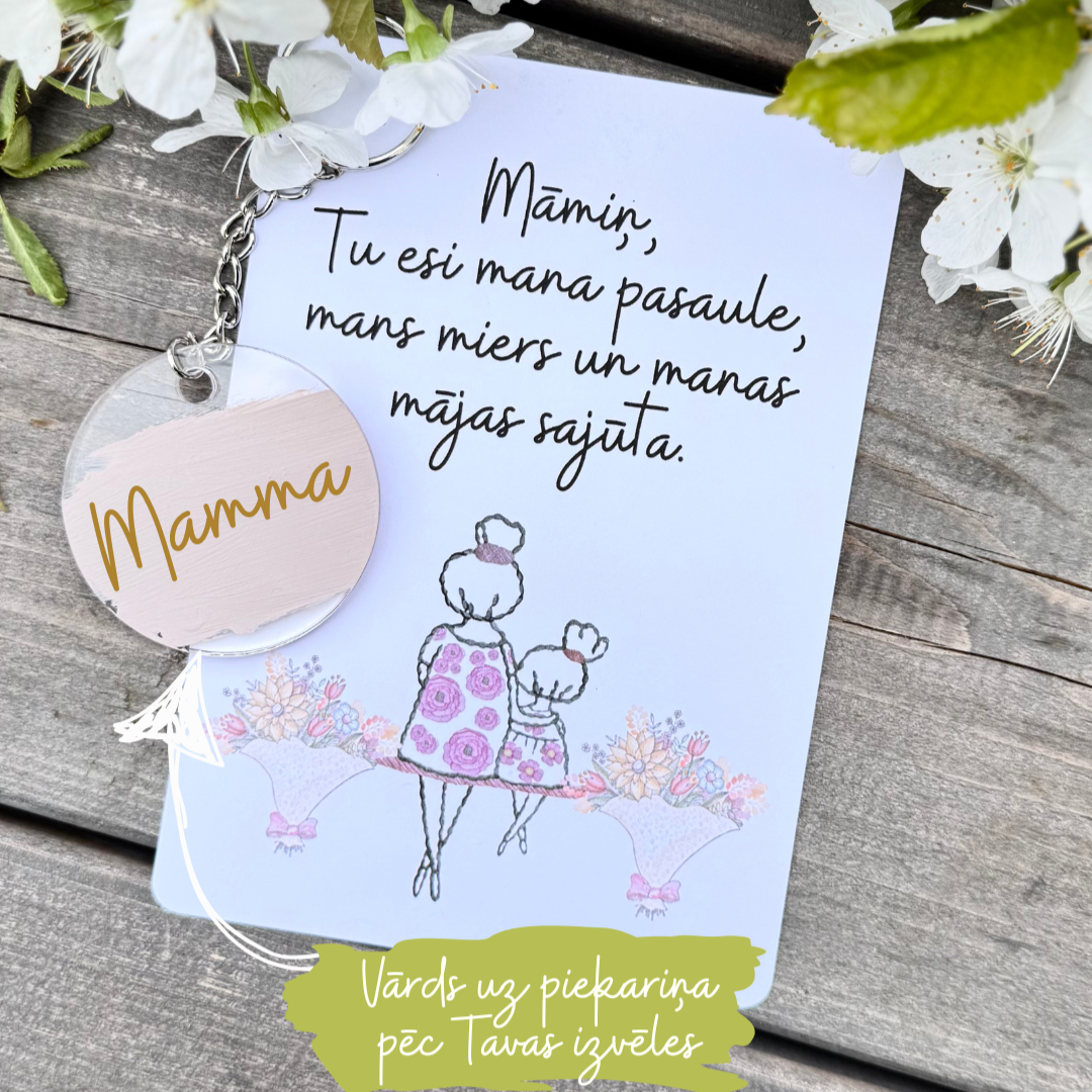 Māmiņdienas dāvanu komplekts piekariņš+kartiņa Māmiņdienas dāvanu komplekts piekariņš+kartiņa