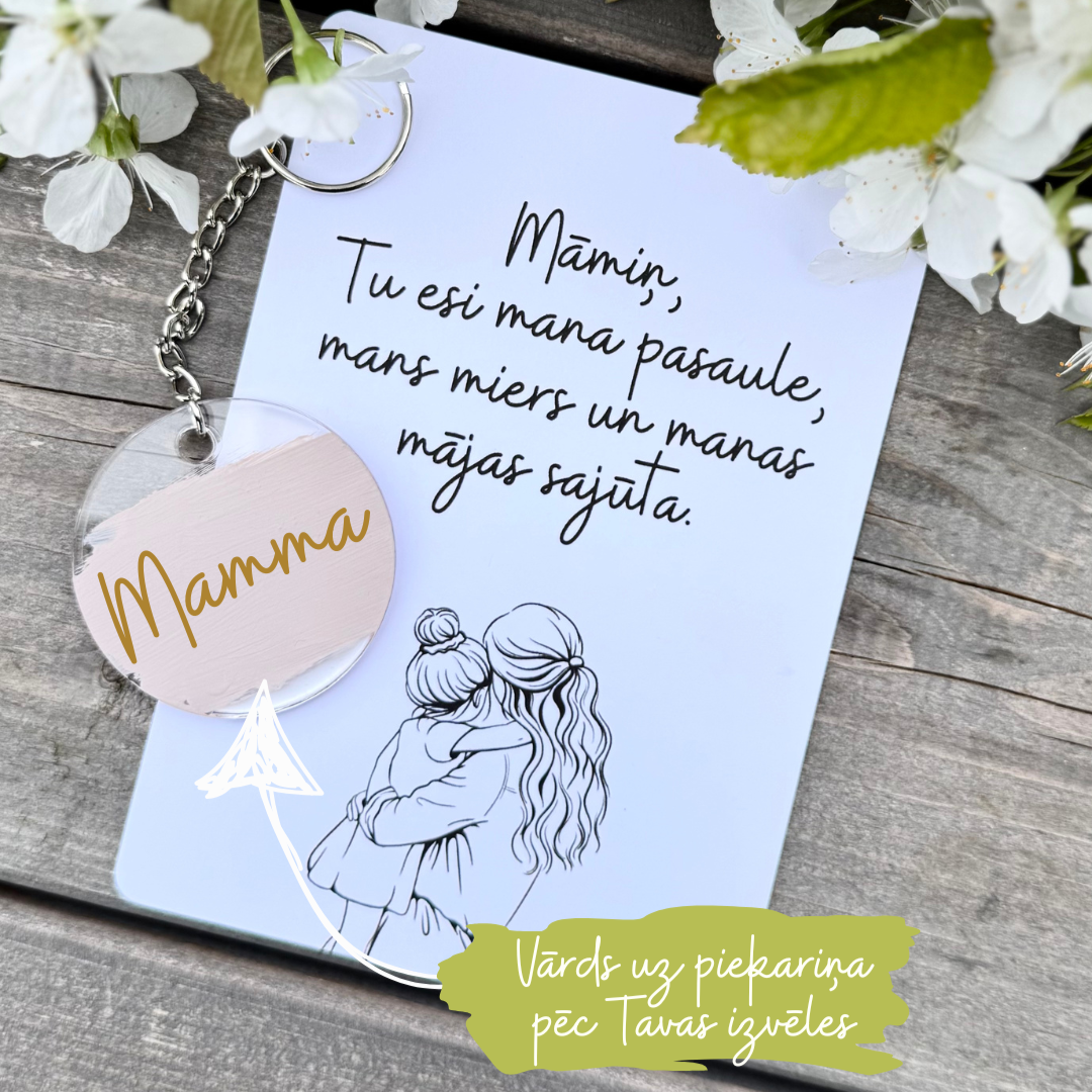Māmiņdienas dāvanu komplekts piekariņš+kartiņa Māmiņdienas dāvanu komplekts piekariņš+kartiņa