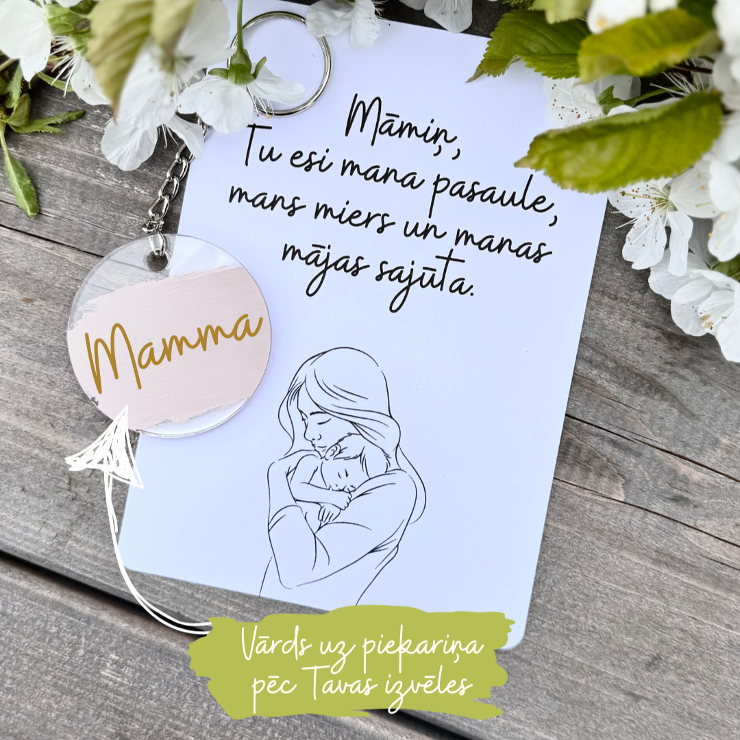 Māmiņdienas dāvanu komplekts piekariņš+kartiņa Māmiņdienas dāvanu komplekts piekariņš+kartiņa