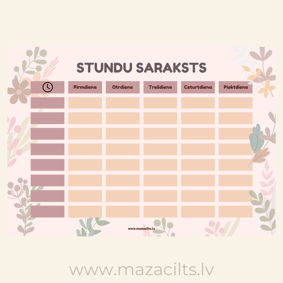 Stundu saraksts DIGITĀLS/DRUKĀTS Stundu saraksts DIGITĀLS/DRUKĀTS