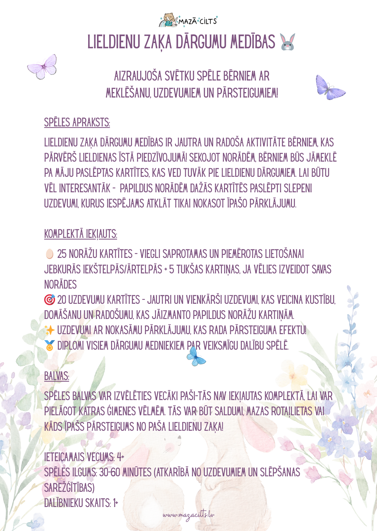Lieldienu zaķa dārgumu medības Lieldienu zaķa dārgumu medības