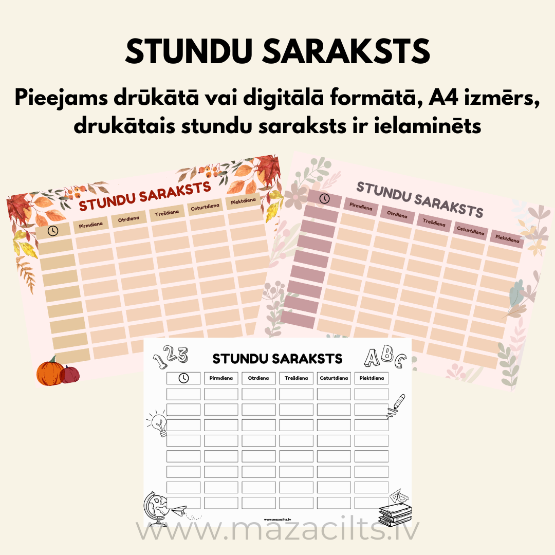 Stundu saraksts DIGITĀLS/DRUKĀTS Stundu saraksts DIGITĀLS/DRUKĀTS