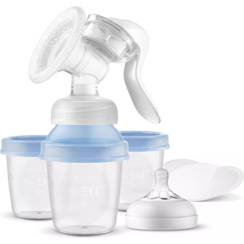 Philips Avent LOTUS manuālā krūts piena sūknis ar trauciņiem piena/ēdiena uzglabāšanai SCF430/13