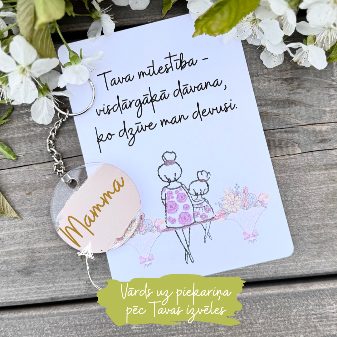 Māmiņdienas dāvanu komplekts piekariņš+kartiņa