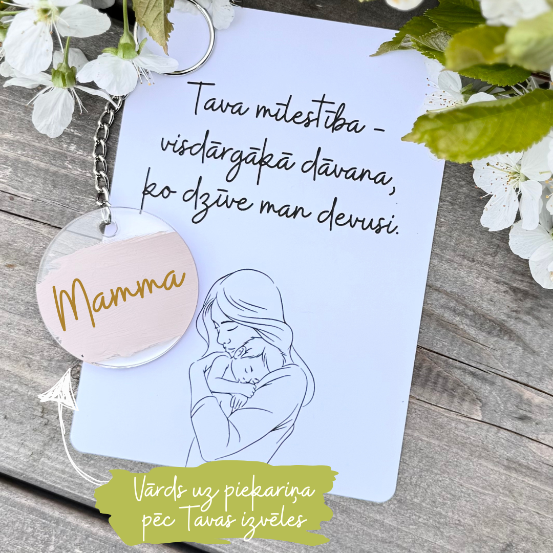 Māmiņdienas dāvanu komplekts piekariņš+kartiņa