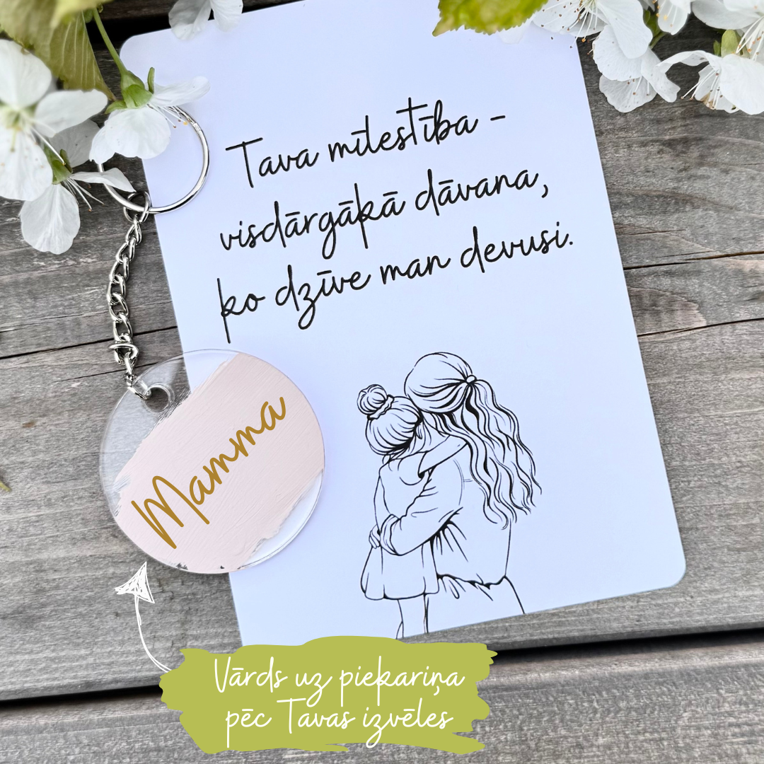 Māmiņdienas dāvanu komplekts piekariņš+kartiņa