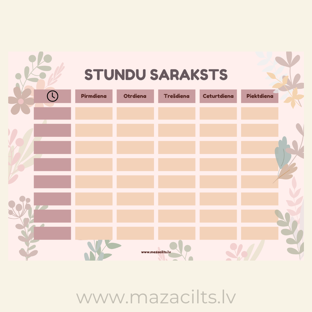 Stundu saraksts DIGITĀLS/DRUKĀTS