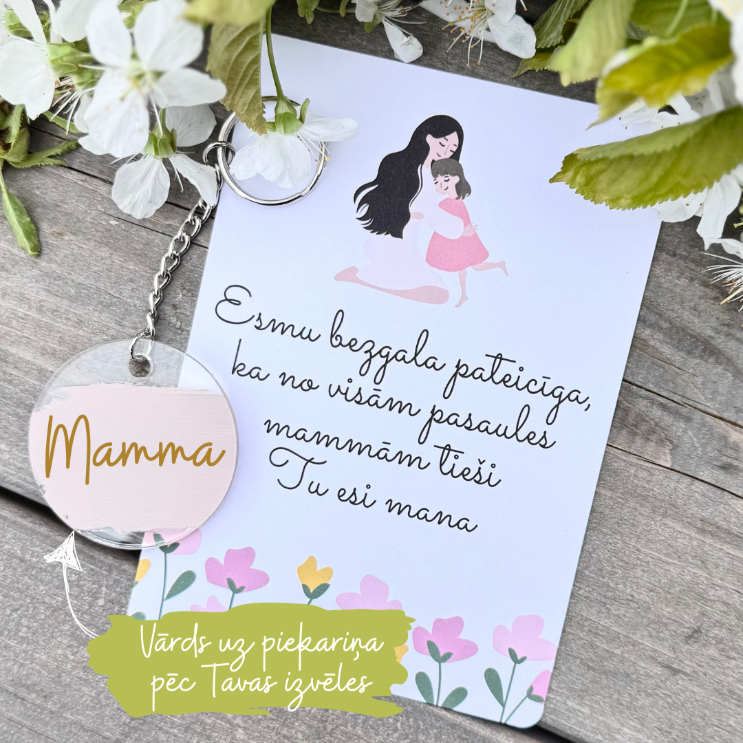 Māmiņdienas dāvanu komplekts piekariņš+kartiņa