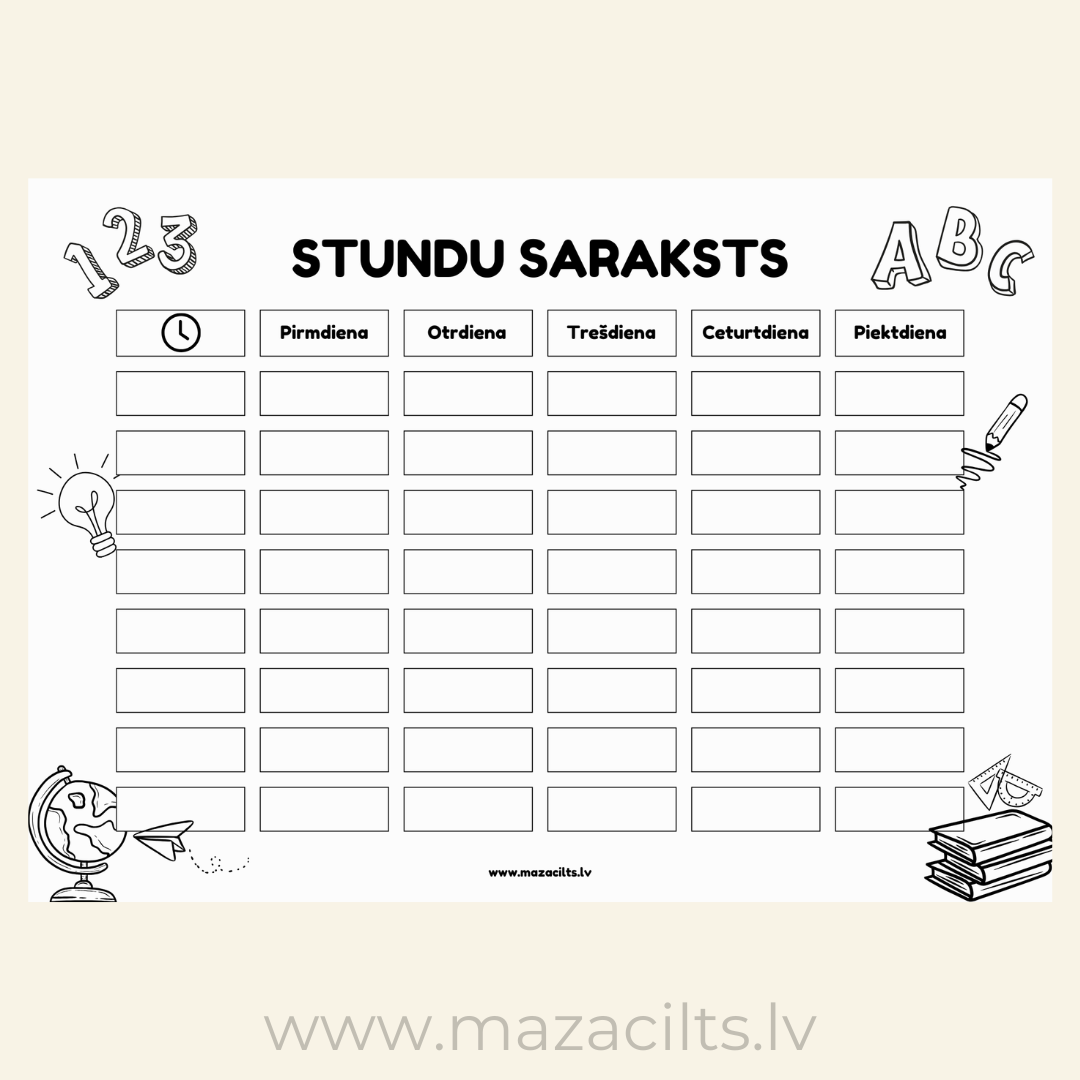 Stundu saraksts DIGITĀLS/DRUKĀTS