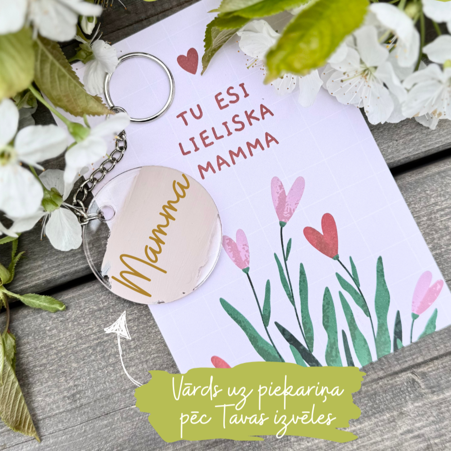 Māmiņdienas dāvanu komplekts piekariņš+kartiņa