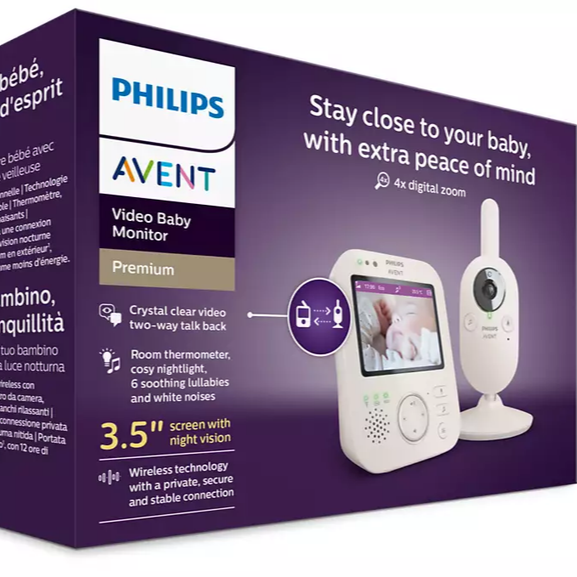 Philips Avent Digitālā video mazuļu uzraudzības ierīce ar 3.5 collu krāsu ekrānu SCD891/26