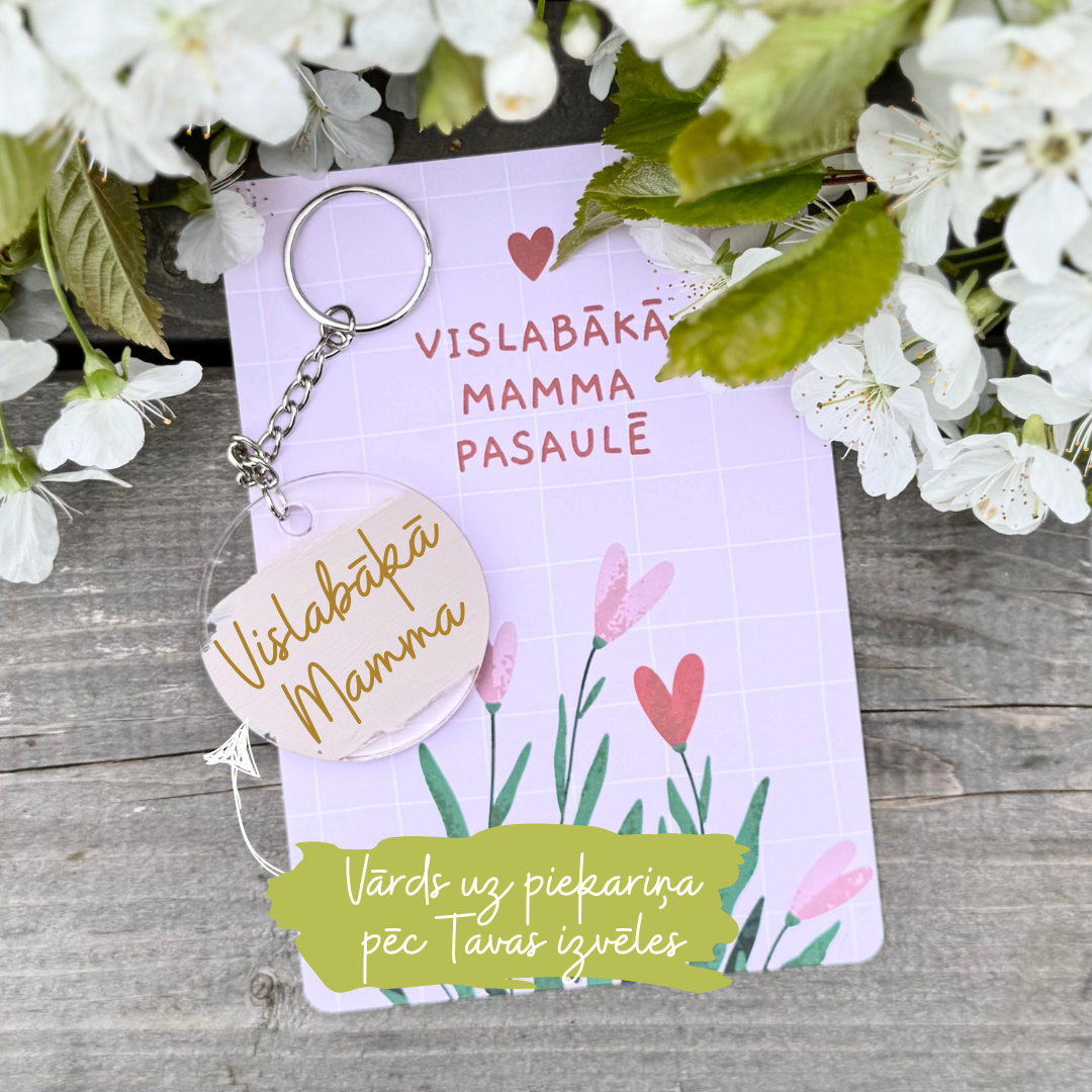 Māmiņdienas dāvanu komplekts piekariņš+kartiņa