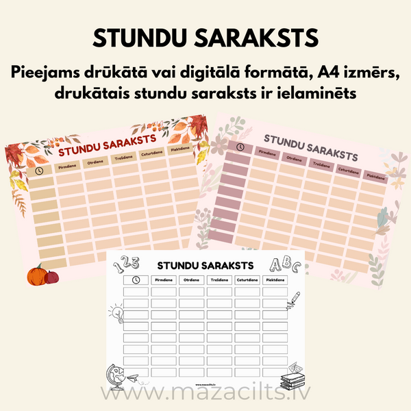 Stundu saraksts DIGITĀLS/DRUKĀTS