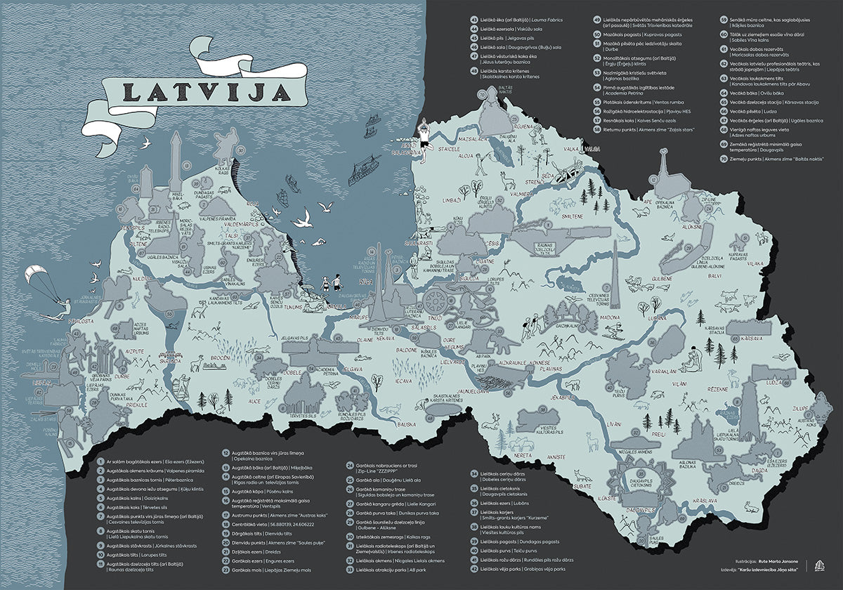 Kasāmkarte "Latvijas. Vis-vis-vietas"
