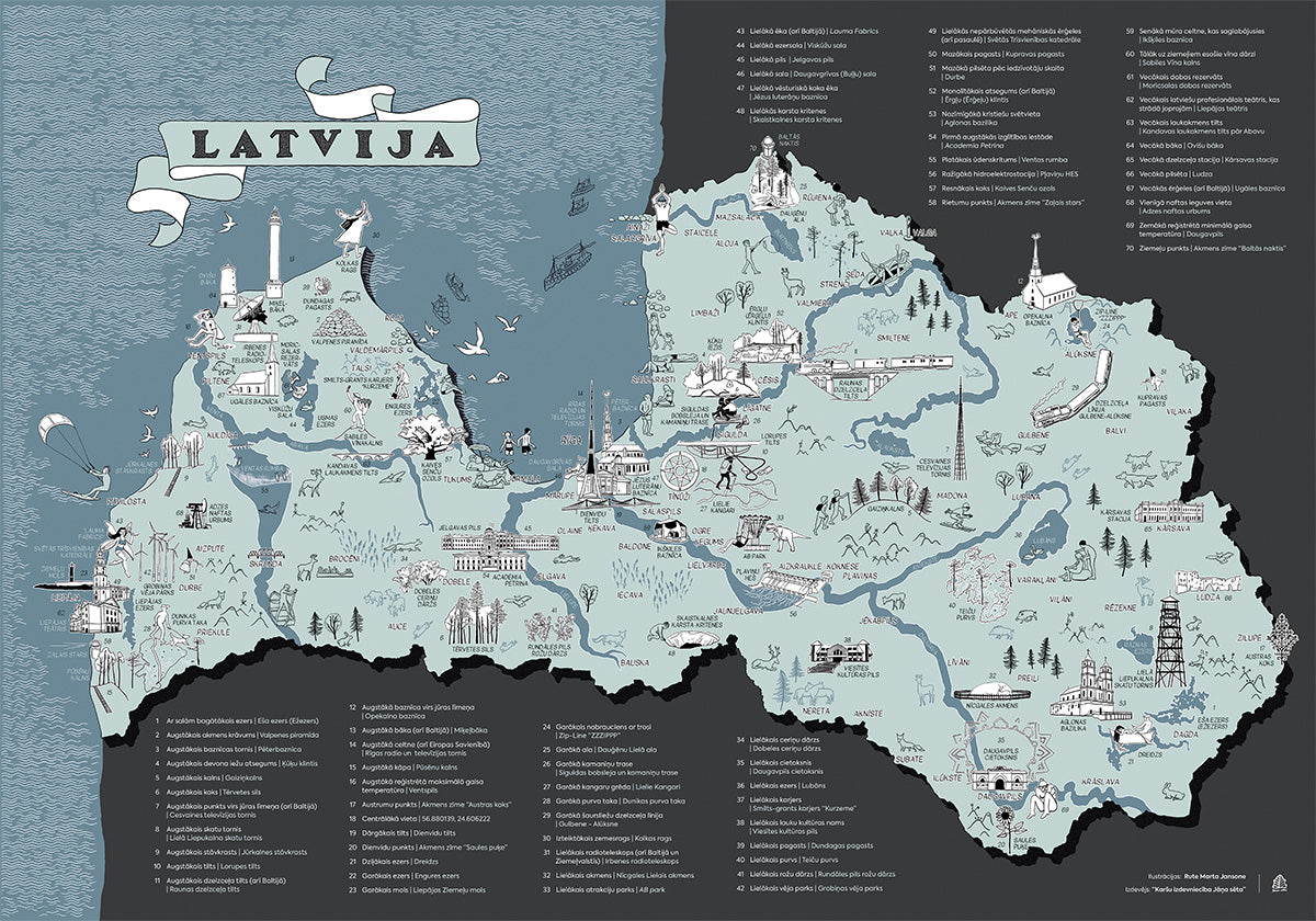 Kasāmkarte "Latvijas. Vis-vis-vietas"